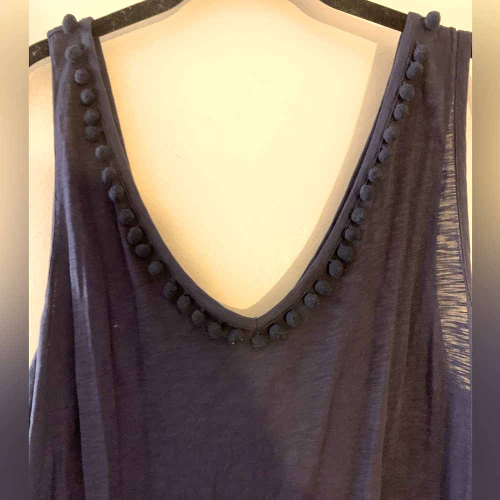 LILLY PULITZER GIGI TANK TON WITH POMS, NAVY. SZ XXL. NWOT